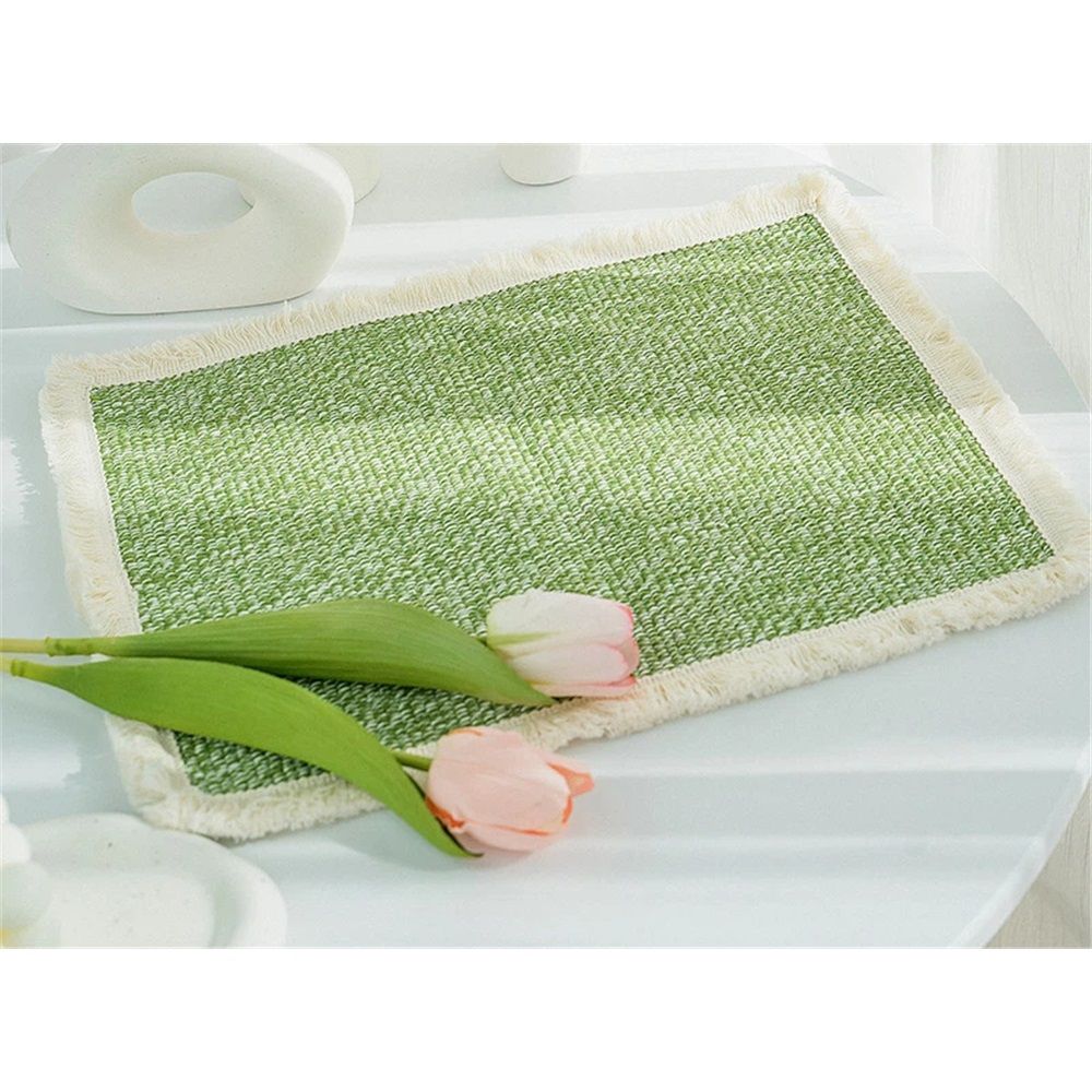 Cotton Frayed Placemats Set of 4 Dining Table | Rustic Vintage Boho Washable Easter Placemat for Outdoor Parties BBQ's Wedding, Special Occasions β image 2
