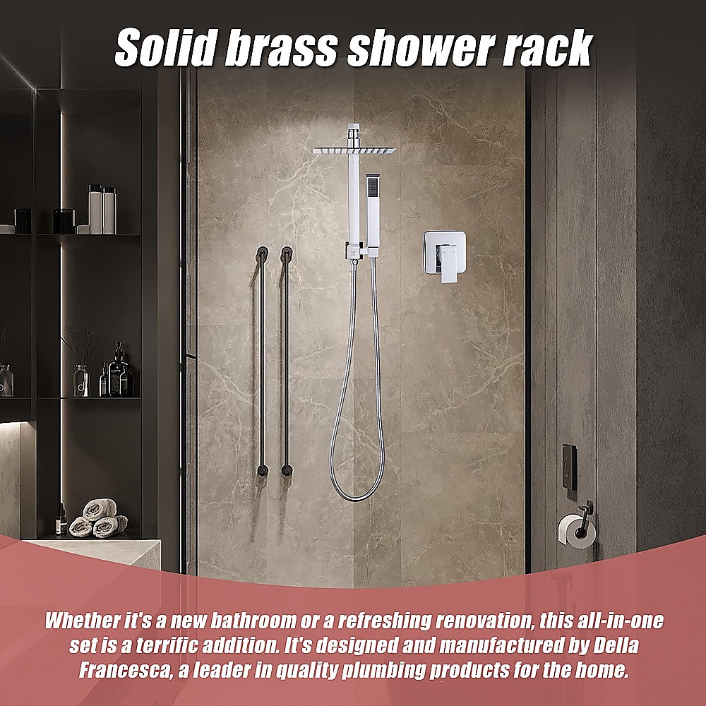WELS 8" Rain Shower Head Set Square Dual Heads Faucet High Pressure With Mixer โ image 5