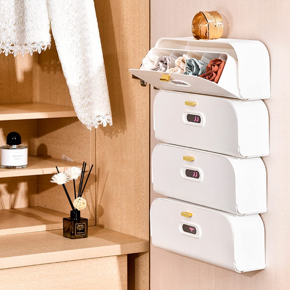 Wall-Mounted Drawer Organizer for Underwear & Socks – 1-Pack Stackable Storage Box with 5 Compartments and Adhesive Mounts (White) — image 4
