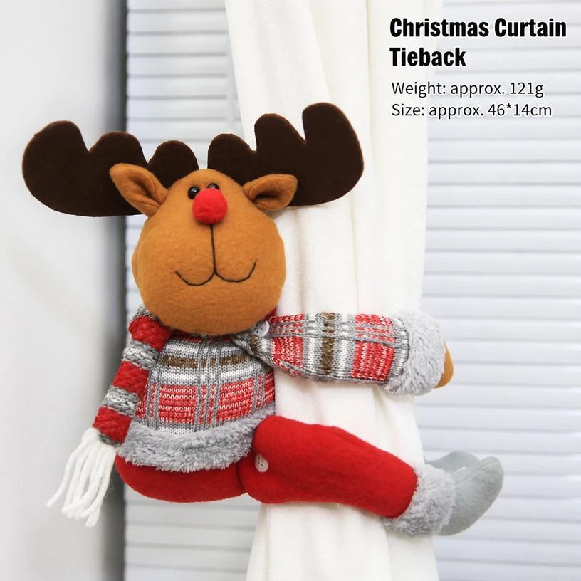 2Pcs Christmas Pink Curtain Tieback With Golden Sequin Ball Hat — image 3