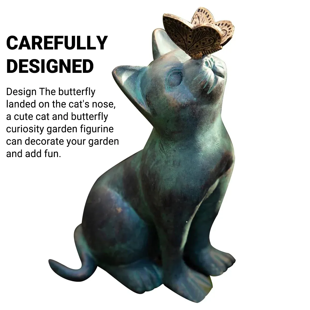 Beautiful Cat Statue With Rounded Back Garden Decor Ornament Outdoor Decoration — image 5