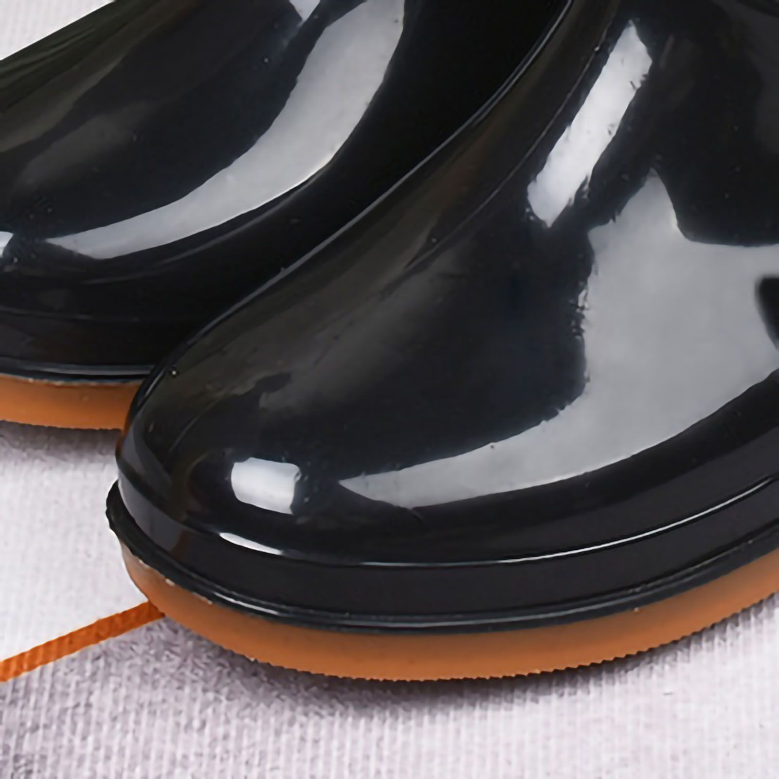 Womens Rain Boots Fashion Antiskid Short Rain Boot Round Head Radian PVC Plastic Rain Boots Black Padded 39 โ image 4