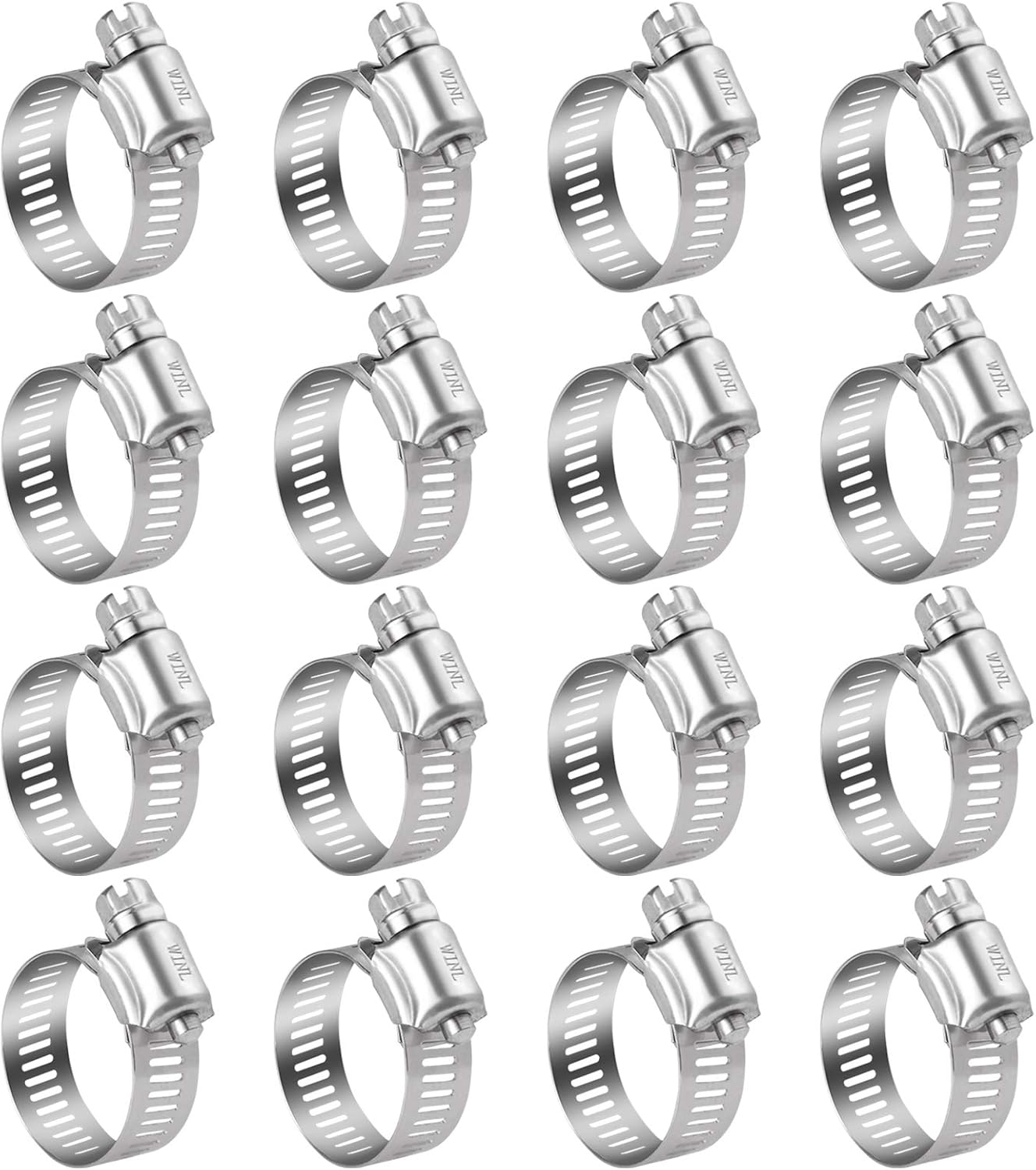 Stainless Steel Hose Clamps - 16 Pack Worm Gear Drive Hose Clamps SAE 16 Clamping Range 3/4 Inch to 1-1/2 Inch (19mm-38mm) for Automotive Plumbing, 3/4'', 1''