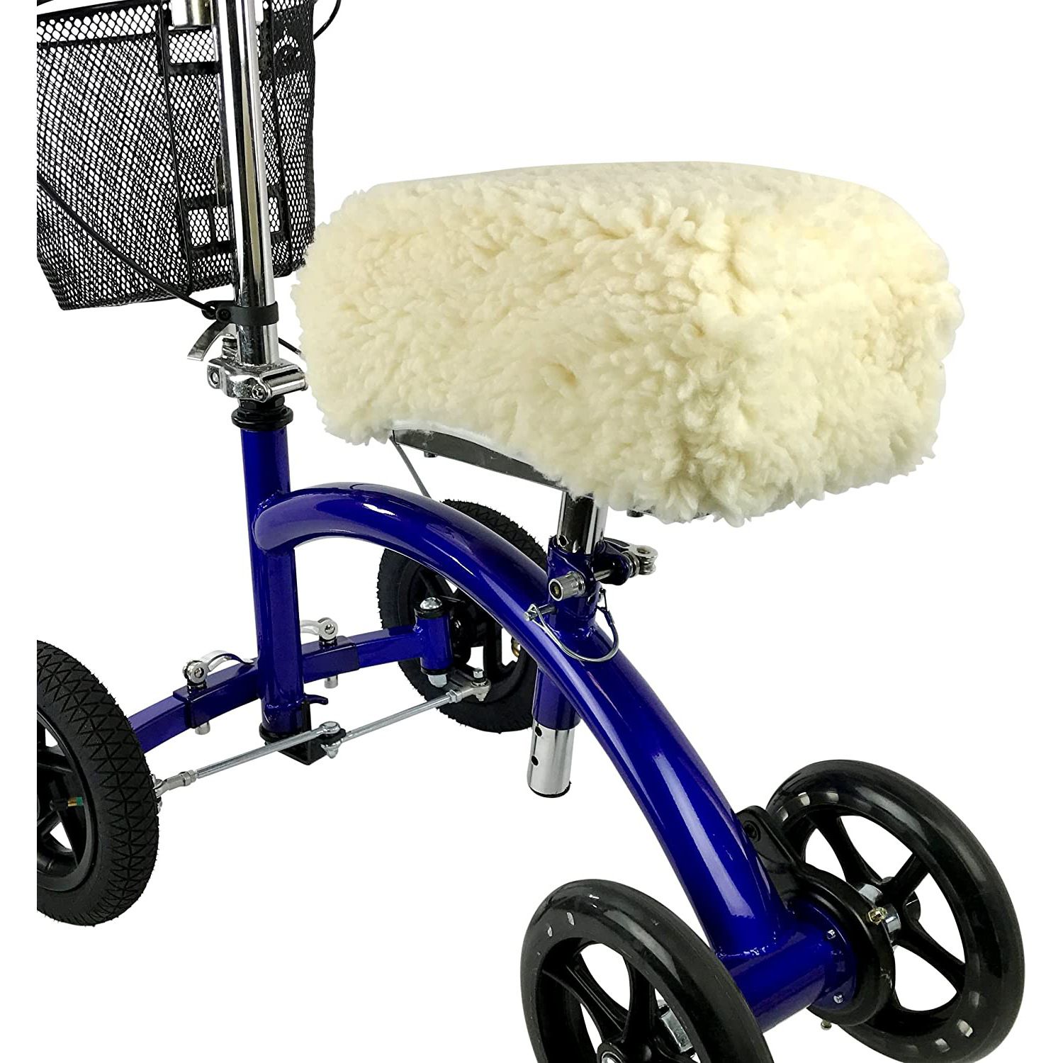 Steerable Knee Walker Knee Scooter for Adults for Foot Surgery & Deluxe Plush Synthetic Sheepskin Knee Scooter Pad Cover Cushion — image 4