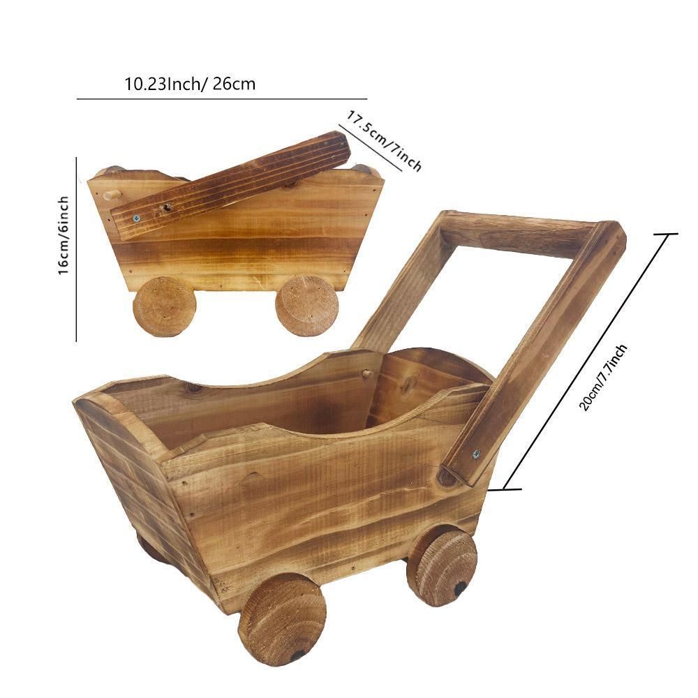 Cartoon Flower Pot Wooden Pot for Plants Cute Car Shape Decorative Planter Pot — image 3