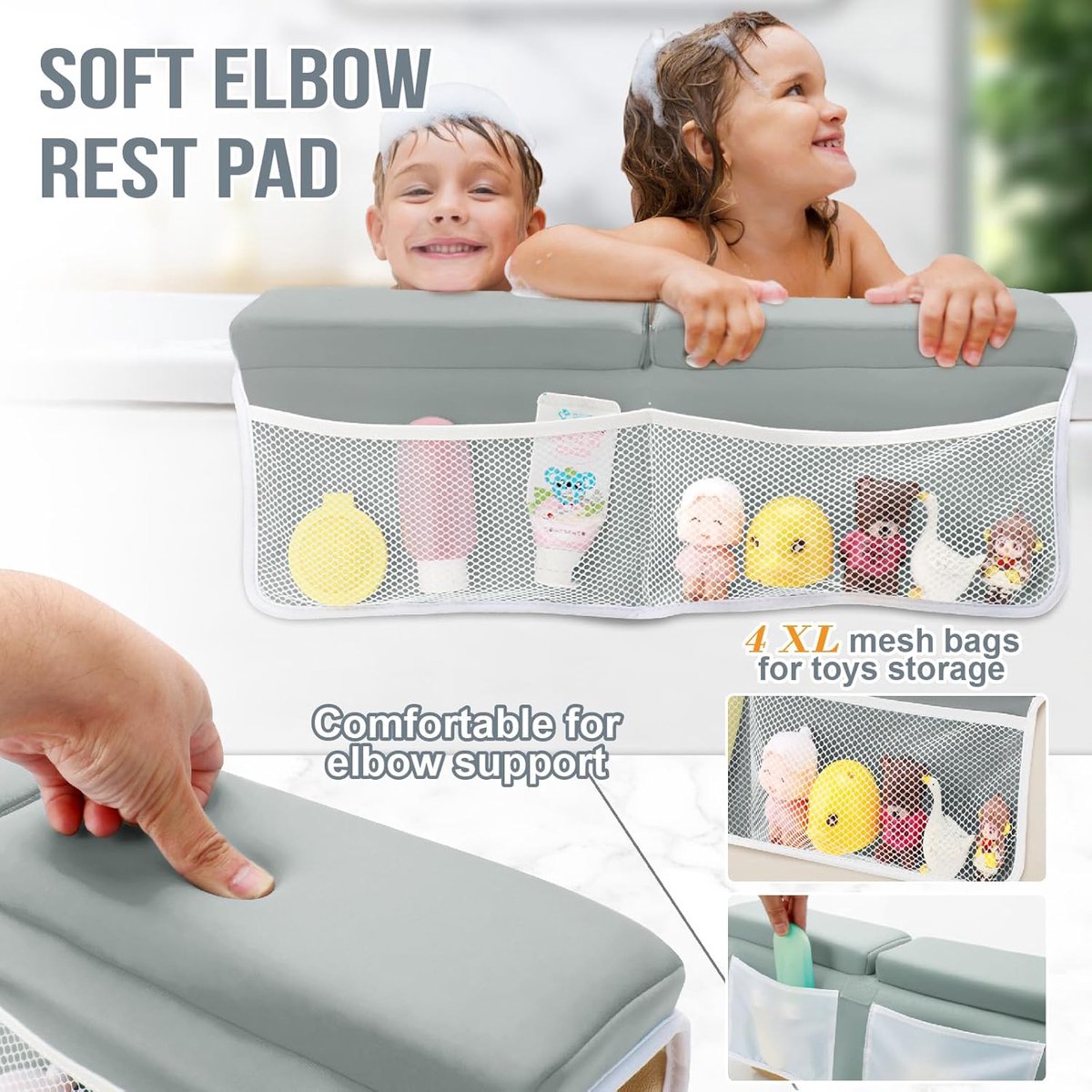 Bath Knee Cushion & Elbow Cushion Set – Thick, quick-drying, with organizer — image 4