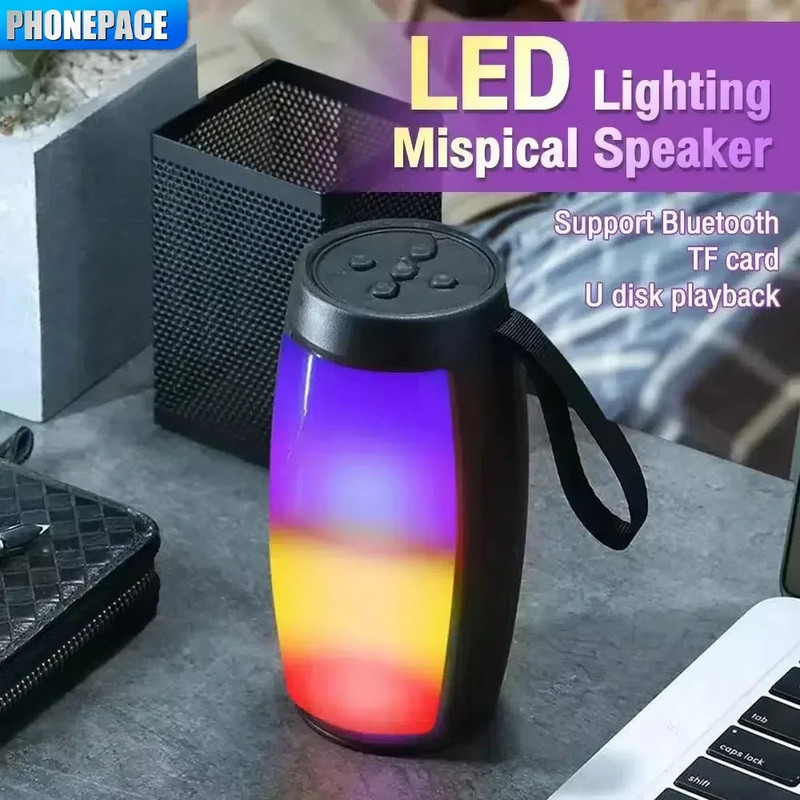 LED Lights Speaker with Powerful Bass Black — image 6