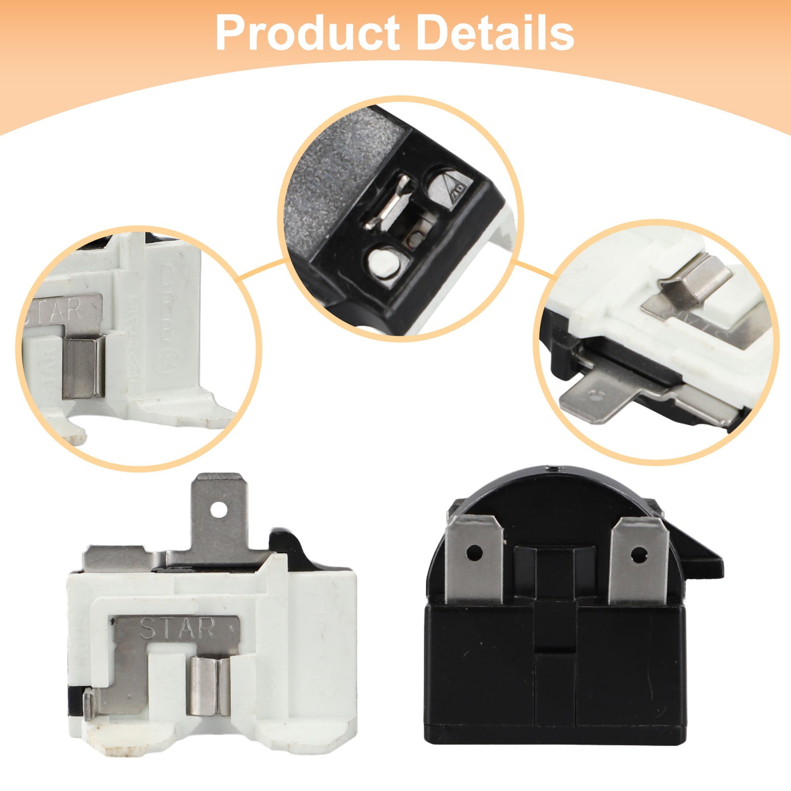 Refrigerator Ptc Starter Relay Replacement 2 Pins Compressor Overload Protector 1Pin-12Ohm+1/2Hp 4Pin-12Ohm+1/6Hp — image 3