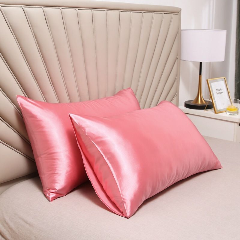 Pillowcase Polyester 60 Thread Count Solid Color Pink jade color 40 × 60cm【1 pack】