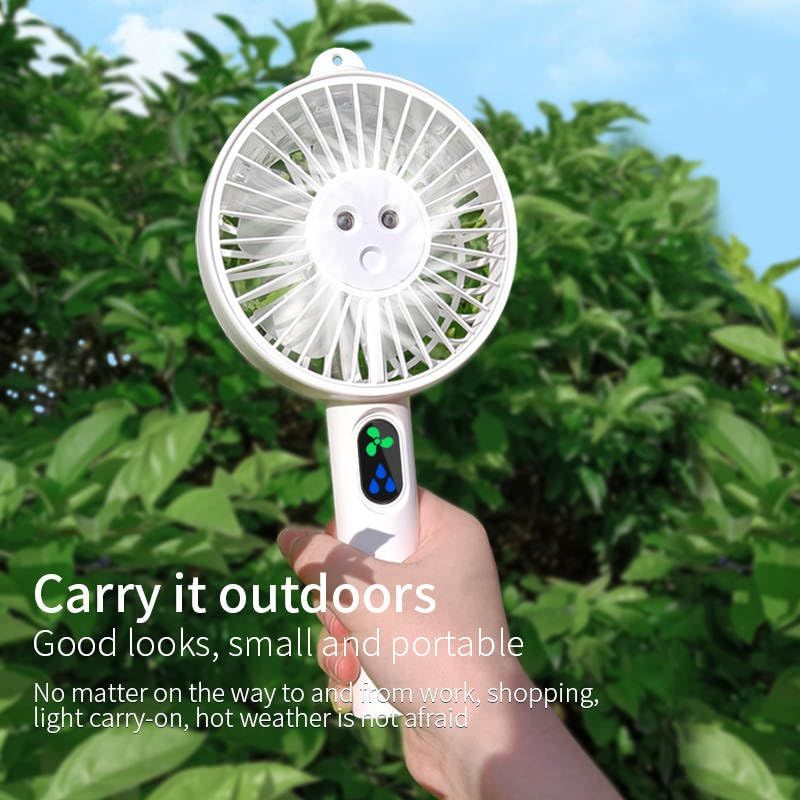 Water Spray Mist Fan Electric, USB Rechargeable Hand Mini Fan, Cell Phone Holder, 3 Speed Levels and a Button Switch (White) โ image 4