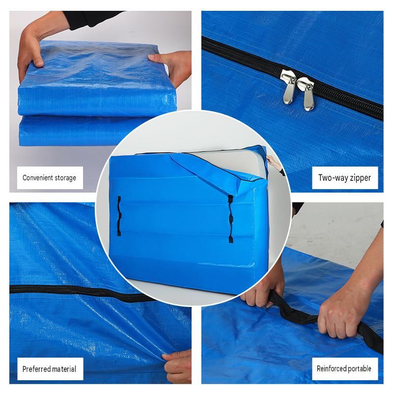208*160*38cm Blue Heavy Duty PE Mattress Bag for Moving and Storage - Waterproof Mattress Cover with Reinforced Handles and Double Zipper, Dustproof Protection — image 5