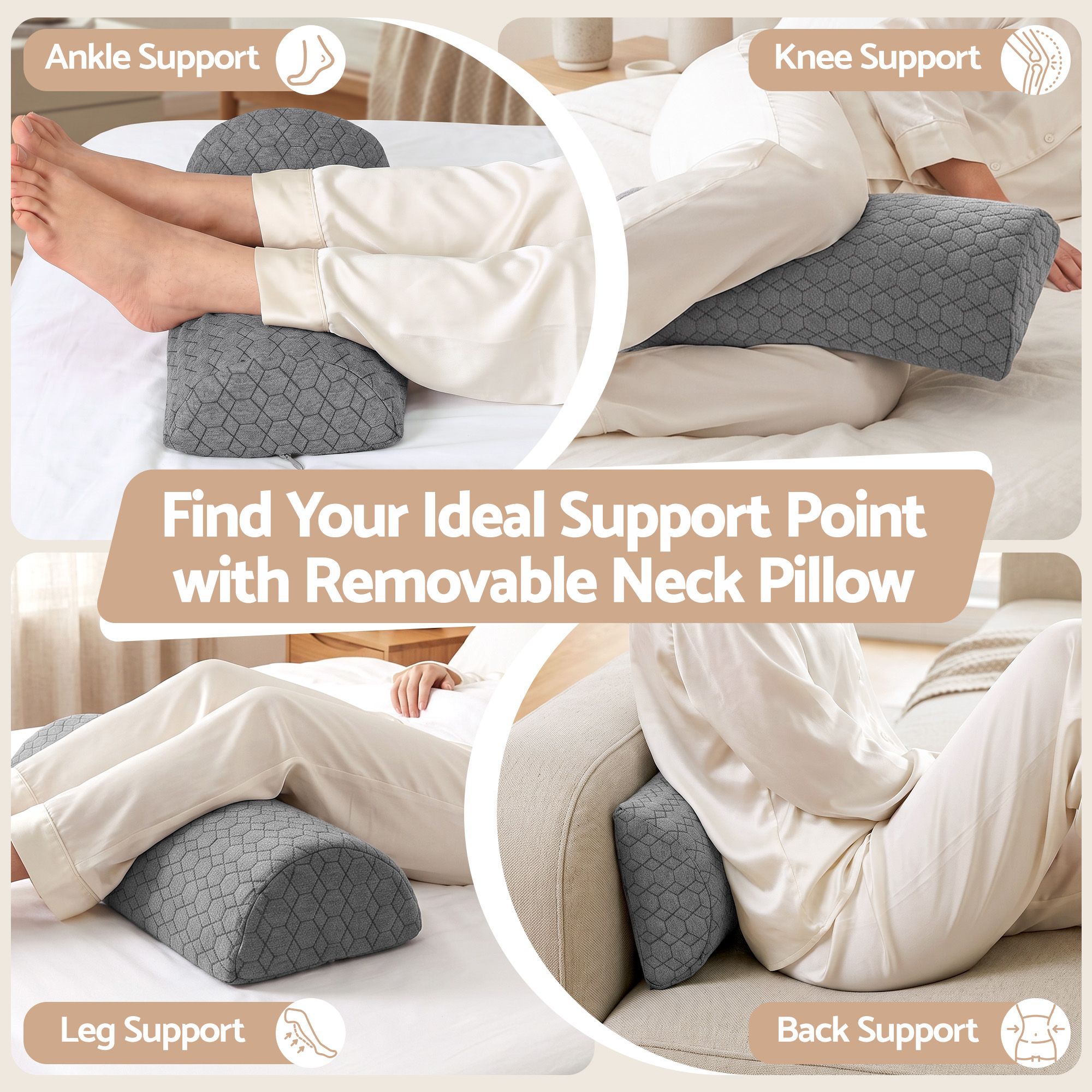 Giselle Bed Wedge Pillow for Headboard, Egg Gel Solves Night Sweats, Triangle Pillow for Reading & Sleeping, Adjustable Back & Neck Support, 30D Foam โ image 6