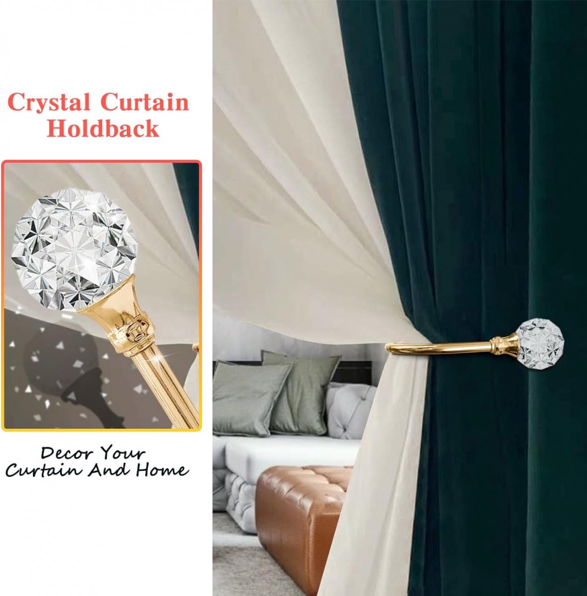 Curtain Tiebacks - 4-Piece Curtain Holders - High Quality - Curtain Tieback Hook - Tiebacks for Curtains - Curtain Bracket - Curtain Tie - For Curtains — image 3