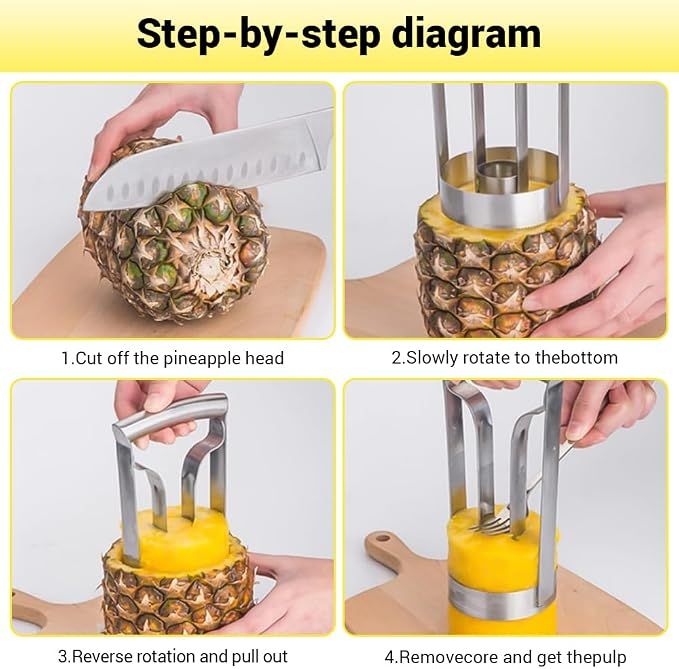 Kitchen Pineapple Peeler Corer, Stainless Steel Cutter Fruit Slicer Core Remover Spiral Easy Tool for Homemade Camp Restaurant Hotel 3inch — image 5