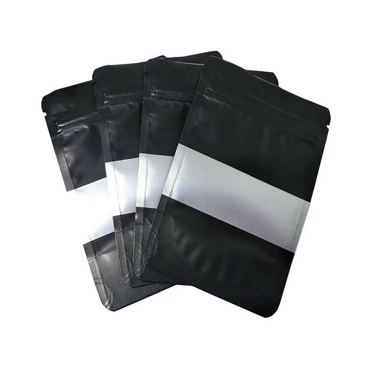 50pcs Black Food Storage Window Self Sealing Bags Plastic Packaging Pouches - 12x20-4cm