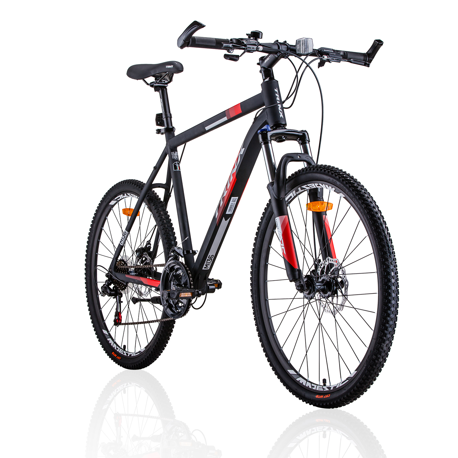 Trinx MTB Mens Mountain Bike 26 inch Shimano Gear 21-Speed [Colour: Matt Black White/Red] [Size Of Frame: 17 inches] — image 2