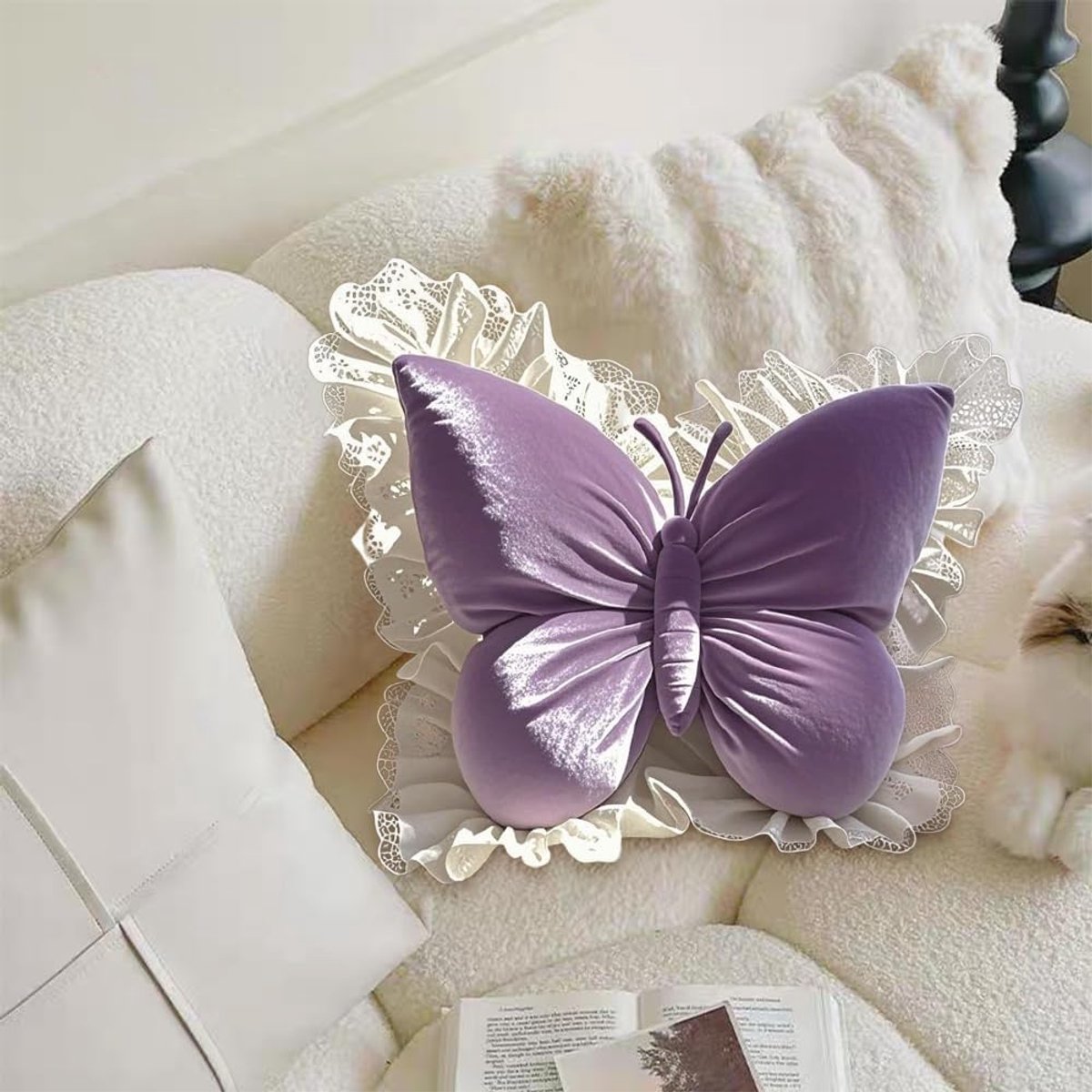 Decorative Cushions - Butterfly-shaped decorative cushion - Soft, supportive cushion - Suitable for office chairs and car seats (Purple) — image 4