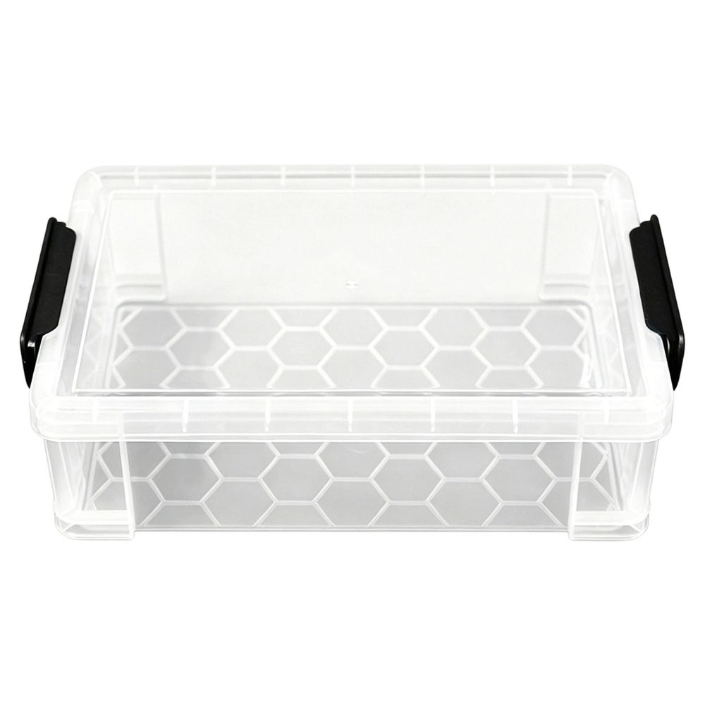 1Pc Large Pencil Box,Plastic Pencil Case Crayon Box,Clear Marker Organizer Plastic Containers with Lid,Stackable Storage Box for Art Craft,Pen,Home and Office Supplies,8.85x5.5x2.75 inch(Black)