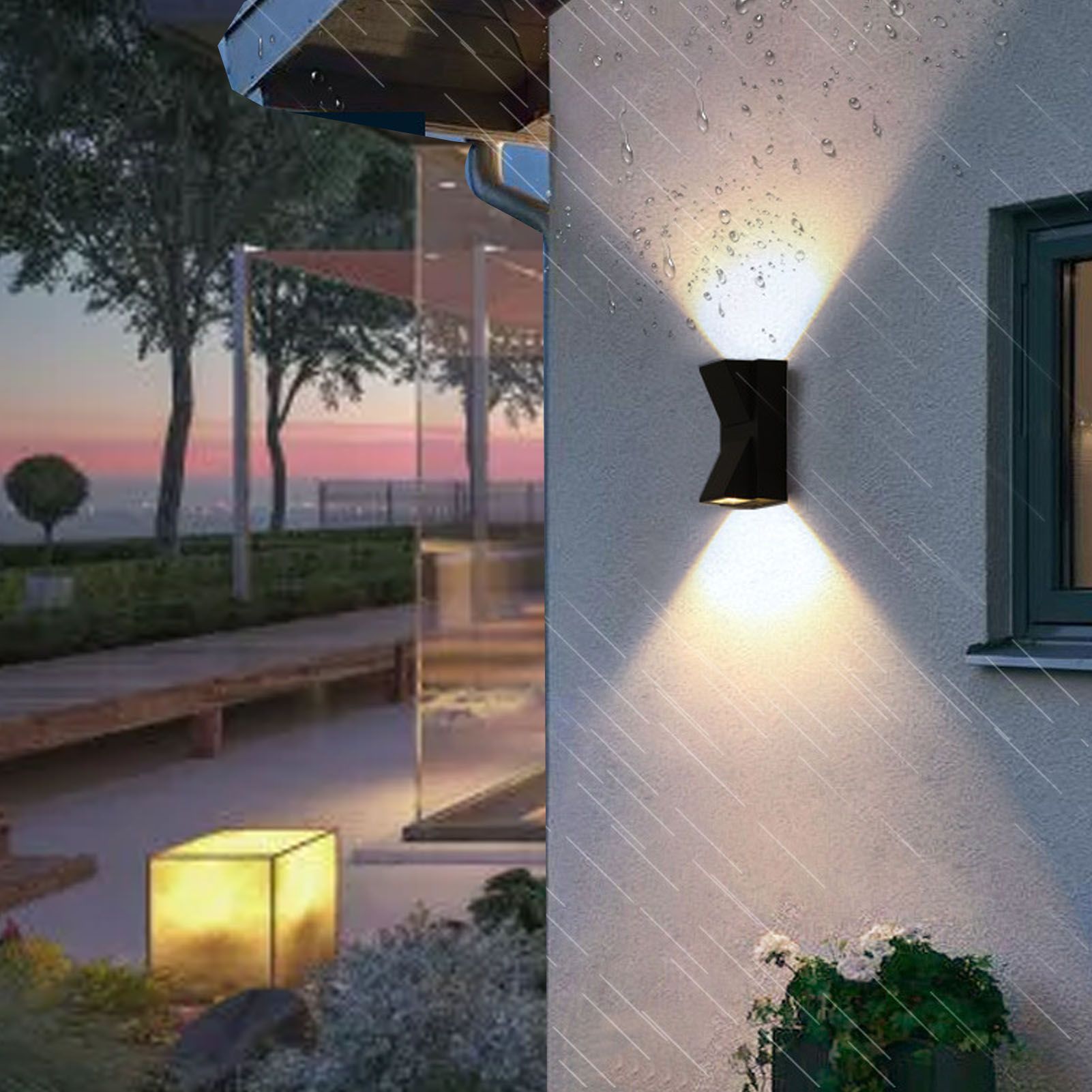 Outdoor Wall Light Plastic Housings Dual Head Exterior Wall Lamp with Up and Down Sconces 3000k Warm Light โ image 5