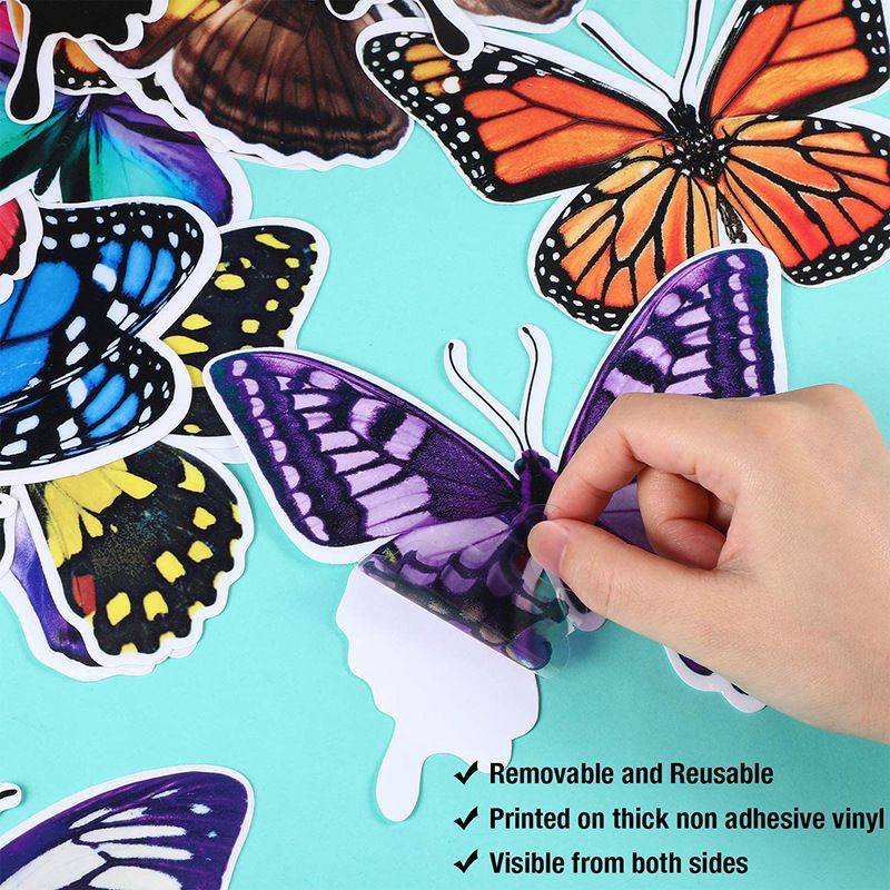 Colorful Butterfly Window Clings Double-Sided Anti-Collision Window Decals to Prevent Bird Strikes on Window Glass Non-Adhesive — image 4