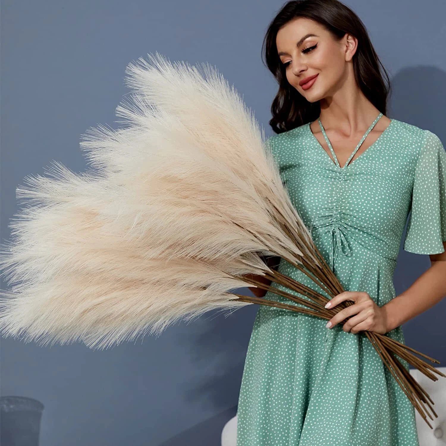 110CM Artificial Pampas Grass Large Tall Fluffy Faux Bulrush Reed Grass Bunch for Home Wedding Boho Decor (3PCS) โ image 3