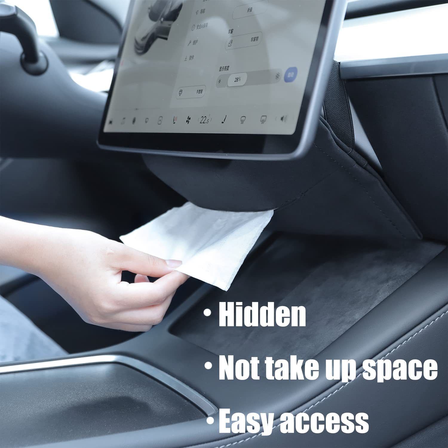 Car Suede Tissue Holder, Backseat Headrest Hanging Case Mount, Auto Sun Visor Napkin Storage Box, Wipes Dispenser for Armrest Box — image 2