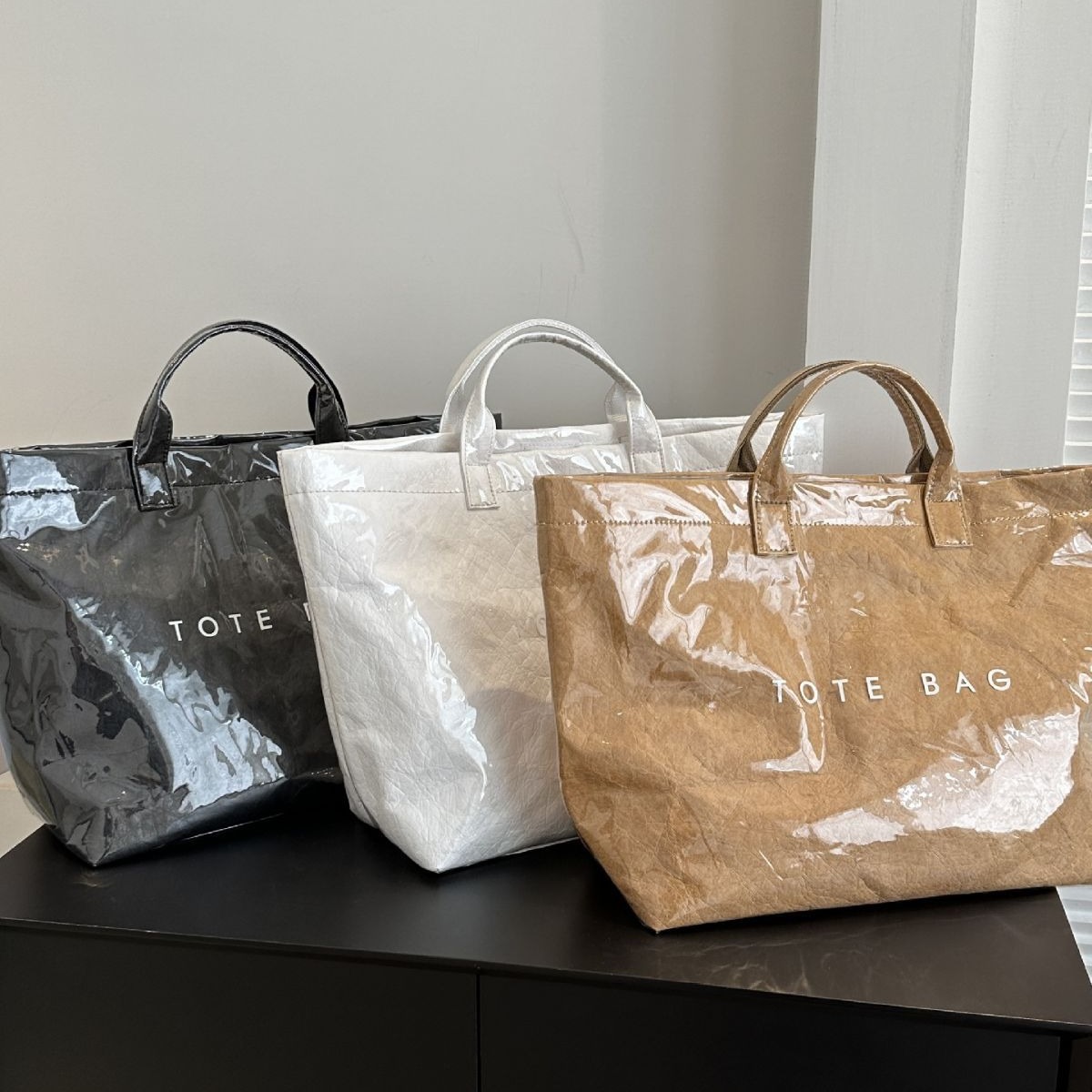 Khaki Trendy Waterproof Tote Bag - Lightweight and Durable Carryall โ image 2