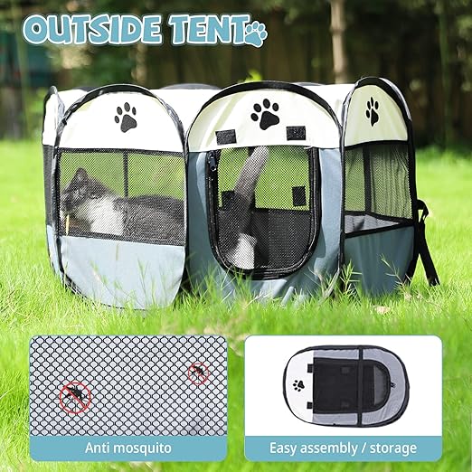 Portable Pet Playpen with Oxford Cloth, Foldable Octagon Dog & Cat Tent, Indoor & Outdoor Use size 114*114*58cm โ image 4
