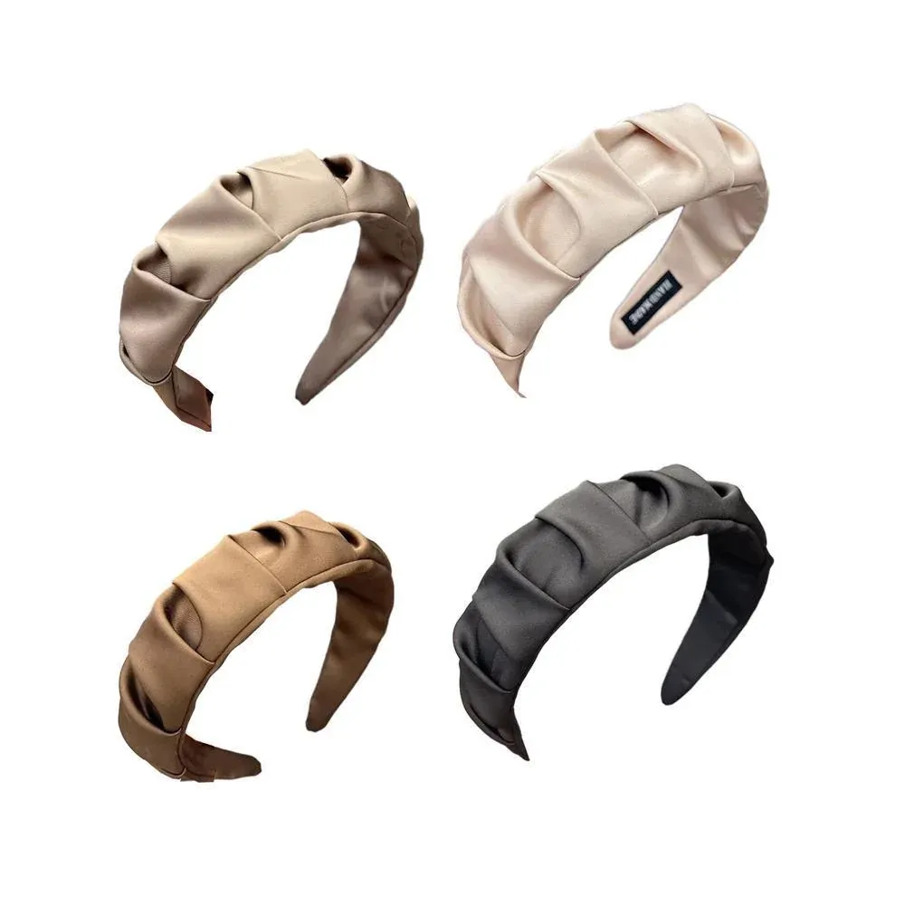 Women Headband Hairband Ruched Ruffle Headband Headwear Hair Band Hoop Fashion - Champagne โ image 3