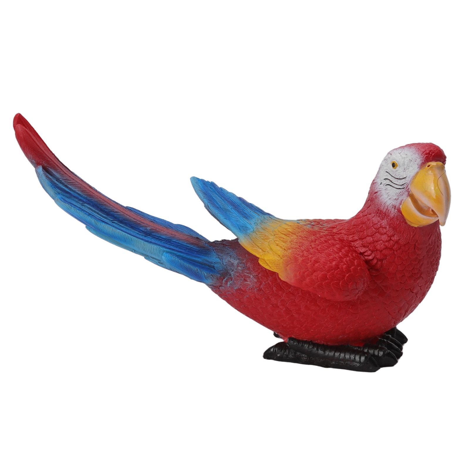 Parrot Sculpture Ornament Waterproof Lifelike Synthetic Resin Decorative Bird Statue for Garden Courtyard Balcony Red Macaw On The Left — image 2