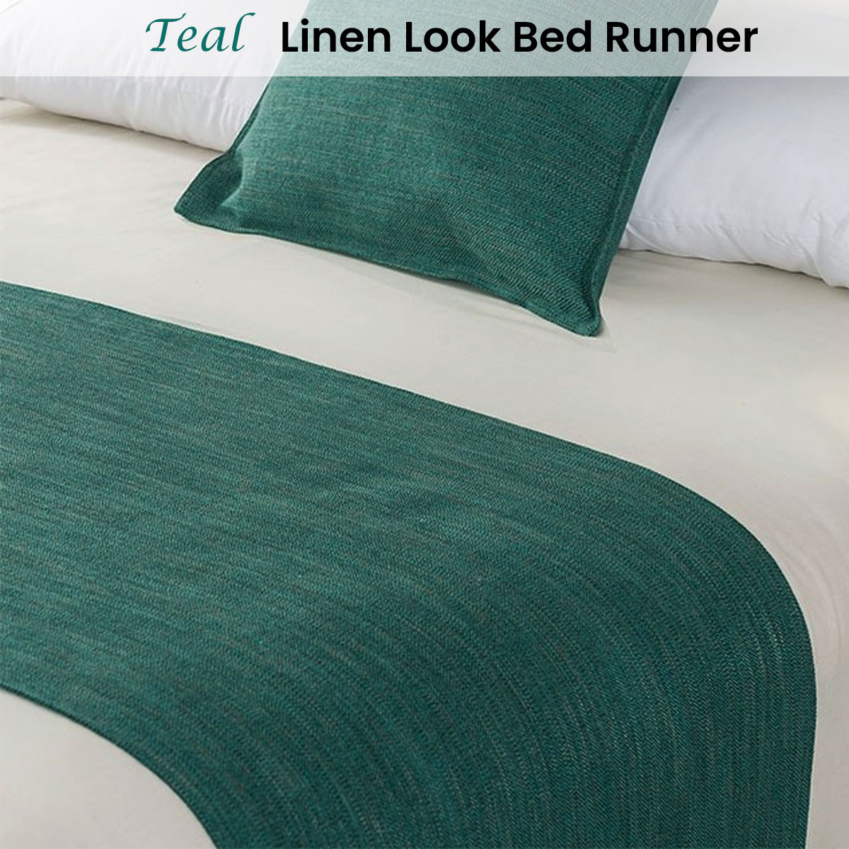 Jason Linen Look Teal Bed Runner Double/Queen โ image 2