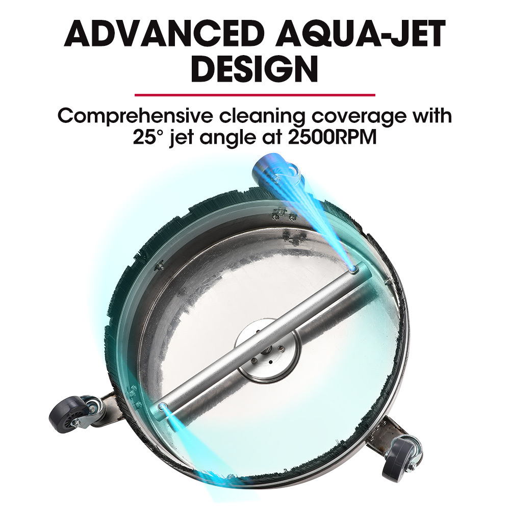 Jet-USA 18" Stainless Steel Pressure Washer Surface Cleaner with Yoke Handlebar, 3/8" Fitting, For Concrete Driveway Patio Floor โ image 2