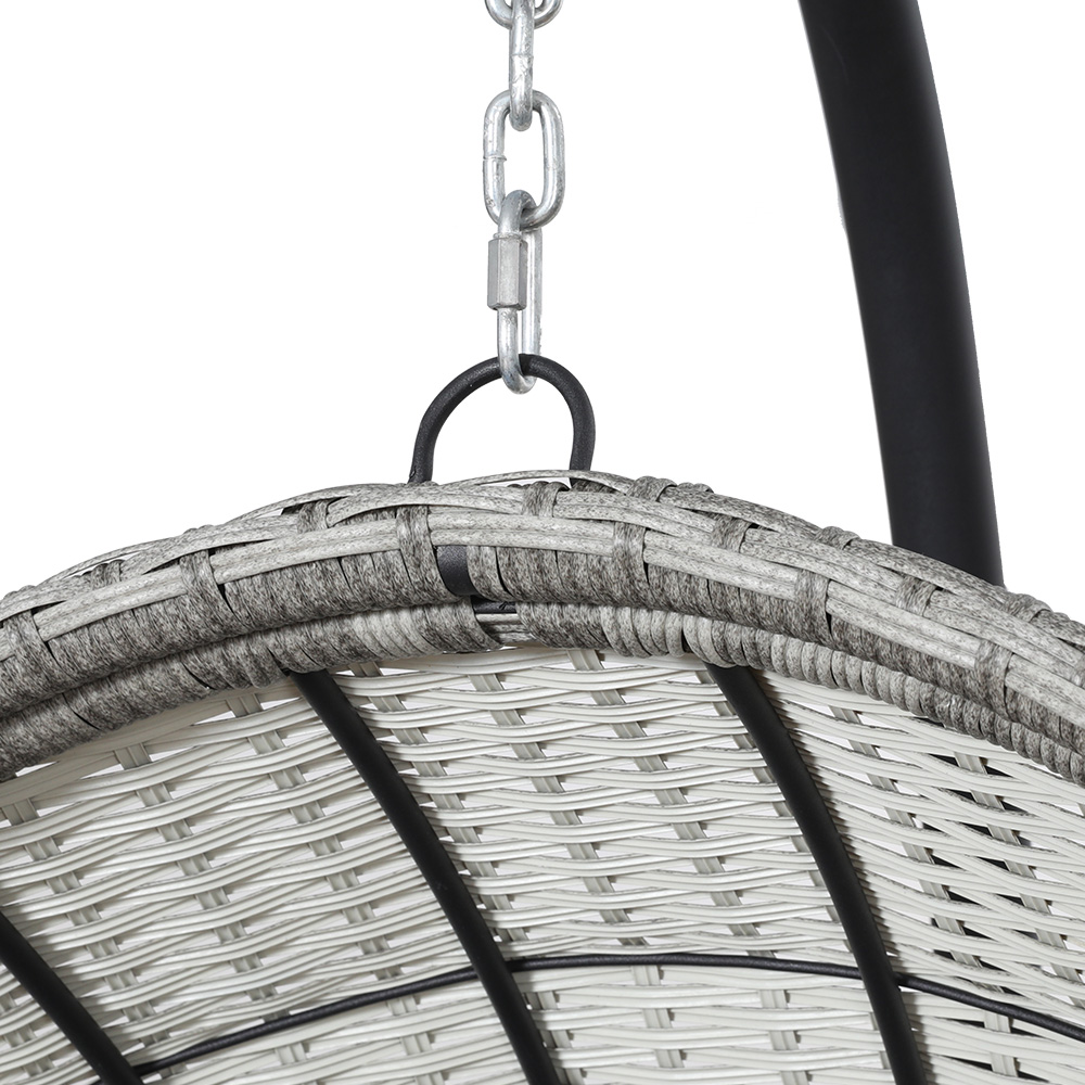 Gardeon Outdoor Egg Swing Chair Wicker Furniture Pod Stand Armrest Light Grey โ image 4