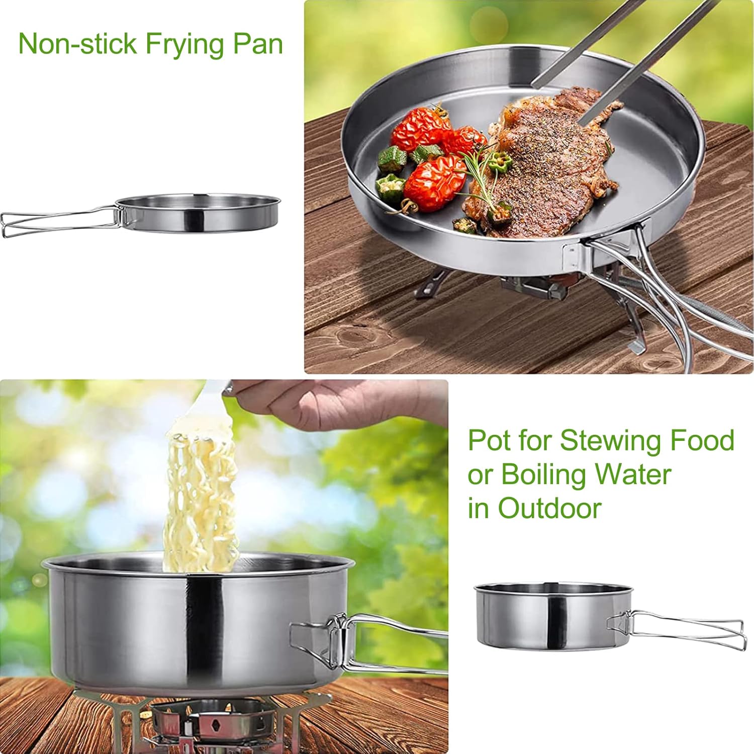 Camping Cookware Set - Multifunctional Portable Stainless Steel Cookware Set - Suitable for 2-3 People - Outdoor Picnic - Set of 4 — image 3