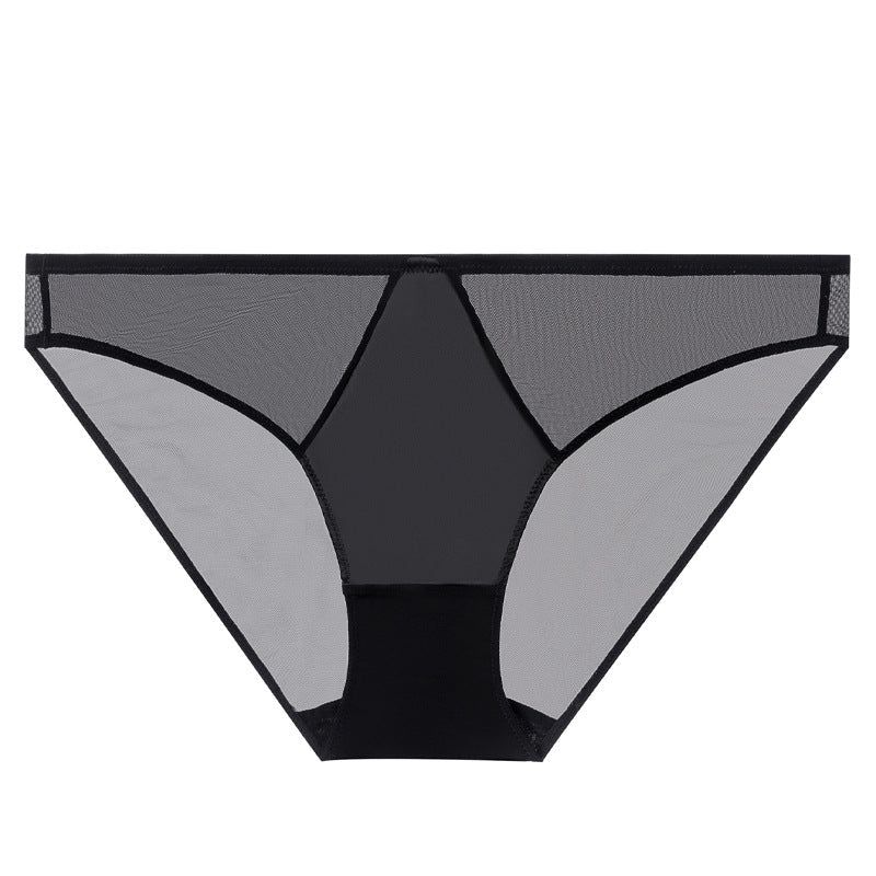 House Of Dasein Sexy Women's Underwear French Ultra-Thin Seamless Plus Size Panties With Cotton Crotch Lifting Low Waist Triangle Briefs - Black - Xxl