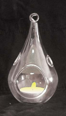 4 Pack of Hanging Clear Glass Tealight Candle Holder Tear Drop Pear Shape - 12cm High - Terrarium Plant Mini Garden Holder Decor โ image 2