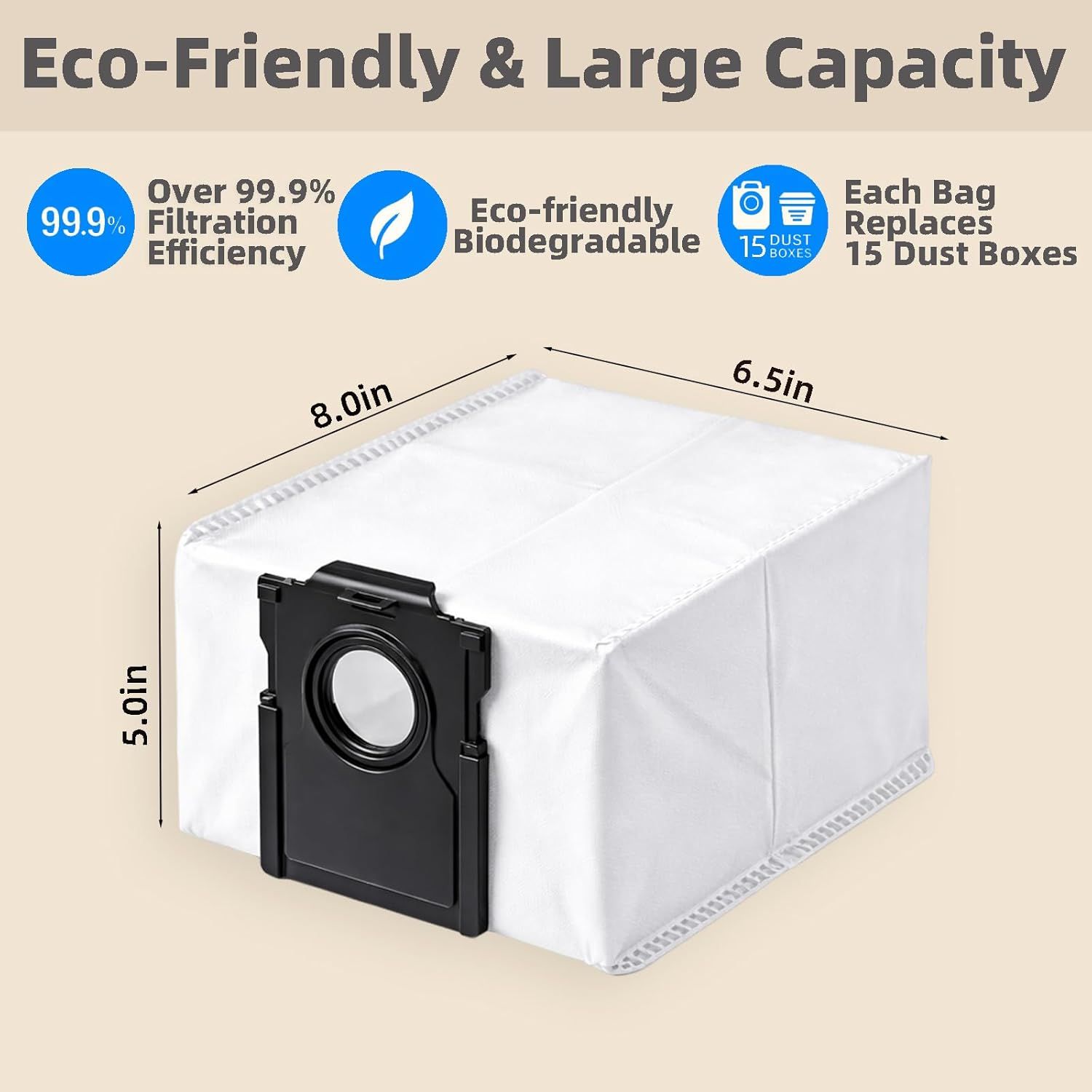 10-Pack 4-Liter Dust Bags Compatible with Dreame D10 Plus Gen 2 Robot Vacuum (RLD32GD), 10 × 4L Disposable Replacement Vacuum Bags — image 2