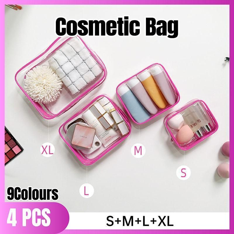 4pcs Durable PVC Cosmetic Bags Easy to Clean Multiple Sizes and Colours 9 Shades - 4pcs-Banana โ image 2