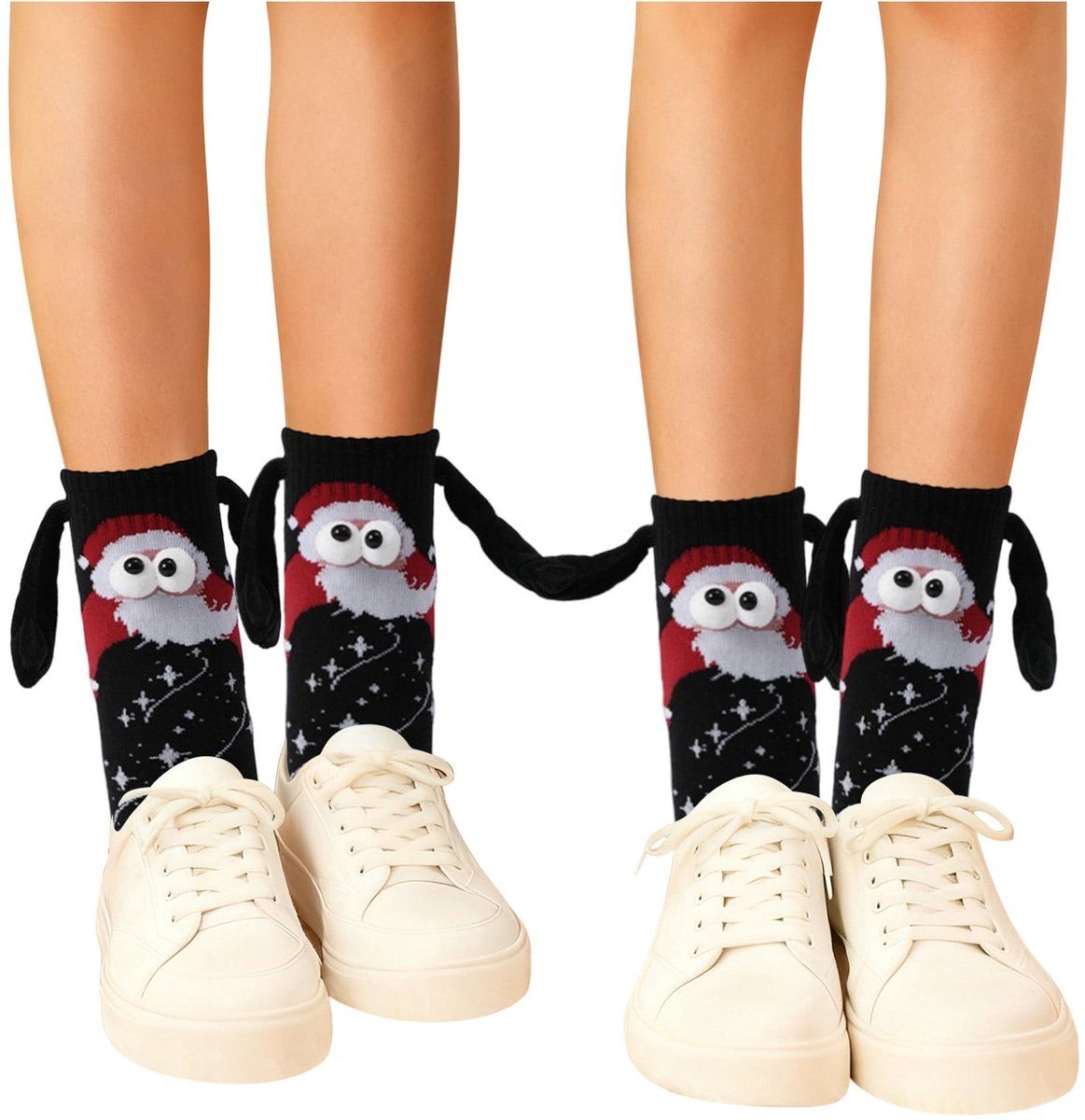 1 Pair, Socks, Magnetic hand-holding socks, with magnetic hands, Unisex, 35-43, Travel and Daily Winter Wear, Black โ image 4