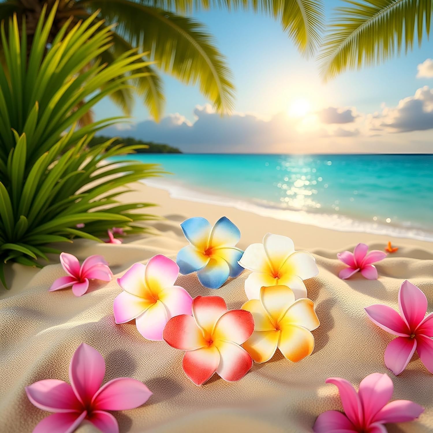 10Pcs Multicolor Hawaii Plumeria Flower Clips, Artificial Tropical Flower Hair Accessories for Wedding, Beach Party, Hair Clips and Barrettes, 1.97'' — image 4