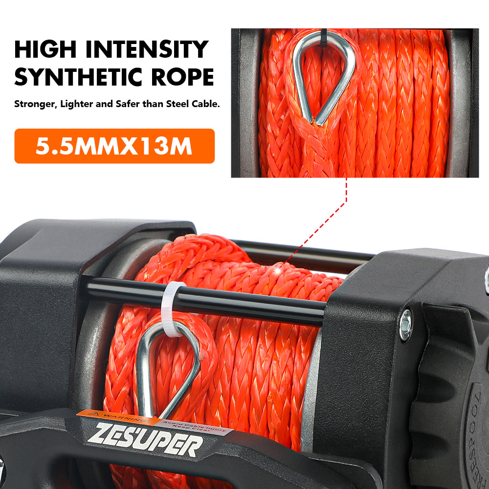 4500lb Electric Winch 12V Synthetic Rope Wireless RemoteX2 Boat Winch ATV Winch Kit Boat Winch UTV 4WD Black โ image 6