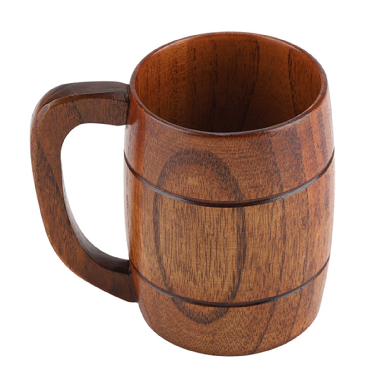 Natural Wooden Beer Cup Retro Big Capacity Tea Water Classic Wood Drinking Mug with Handle โ image 3