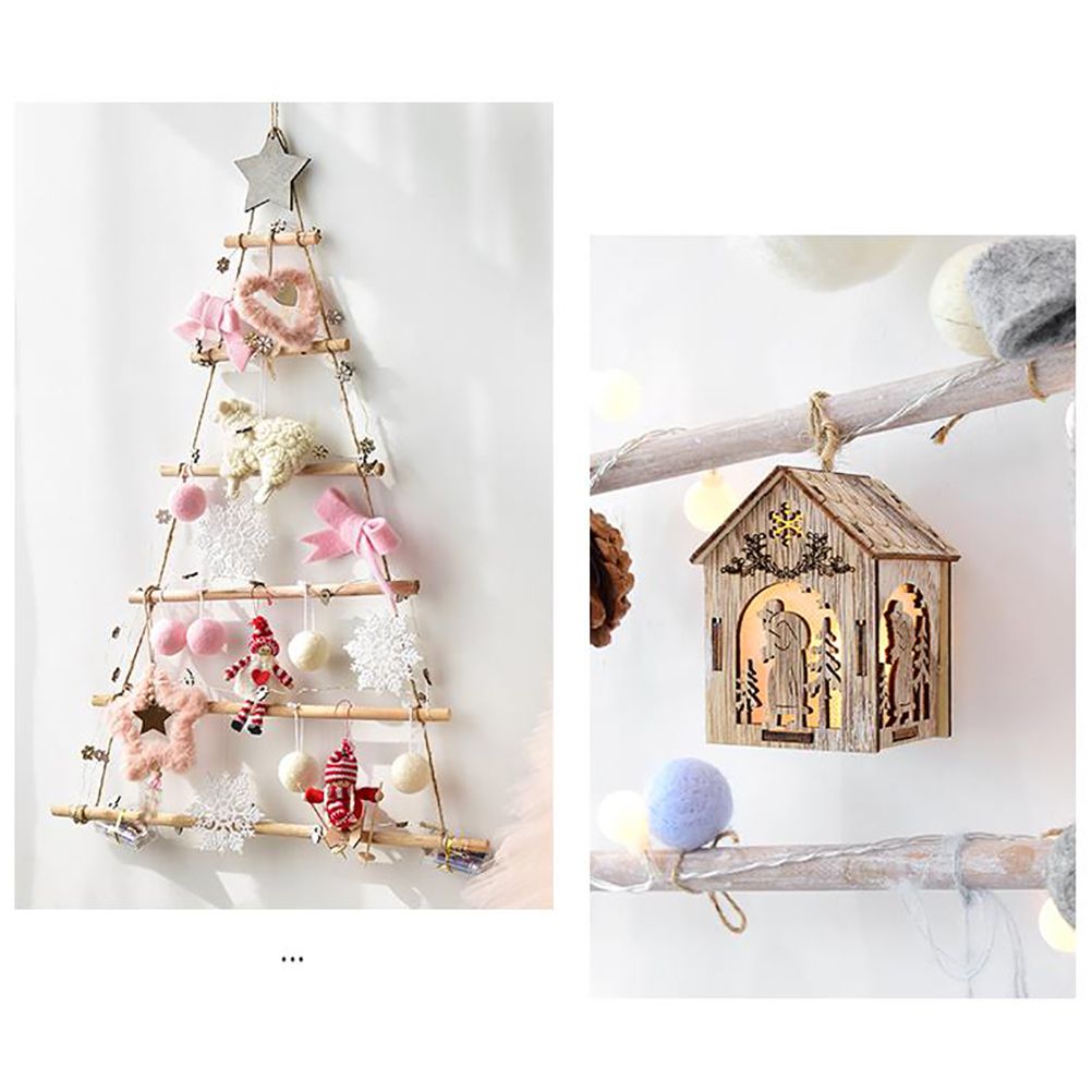 Wooden Hanging Ornaments with Star and Rope Decoration for Wall Christmas Tree — image 4