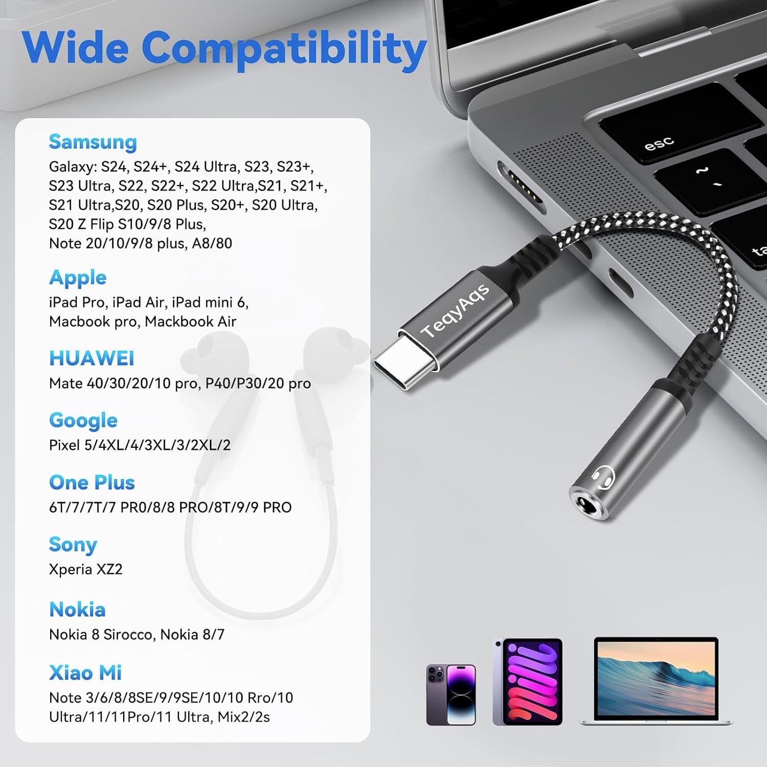 USB Type C to 3.5mm Female Headphone Jack Adapter, (2-Pack) USB C to Aux Audio Dongle Cable Cord Compatible with iPhone 17/16/15 Pro Max, iPad Pro, Samsung — image 5