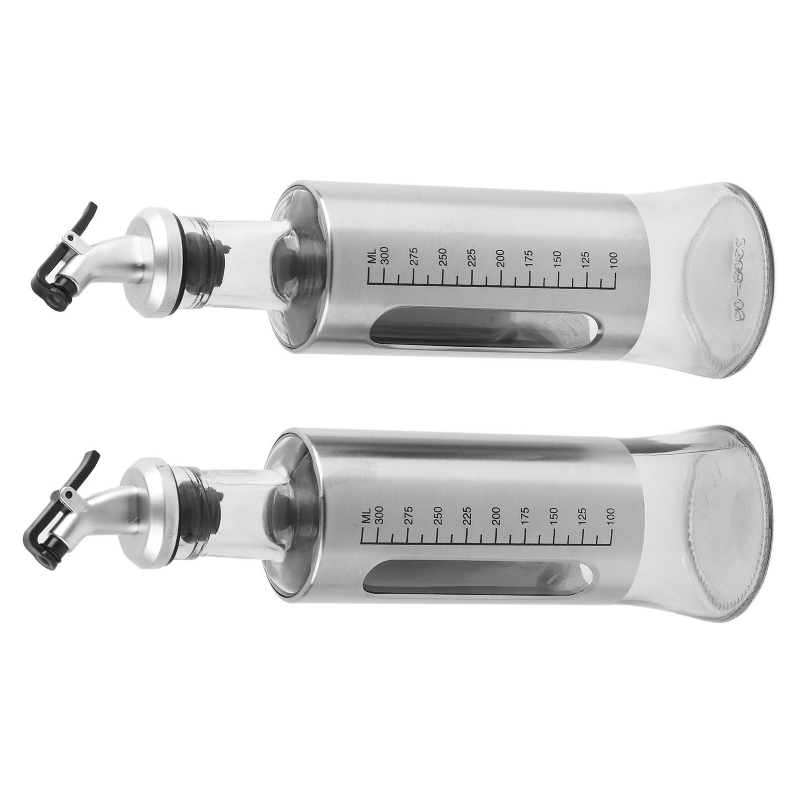 2 Pcs Oil Dispenser Bottle 300ml Thickened Scale Design Visual Seasoning Bottle for Home Kitchen — image 3