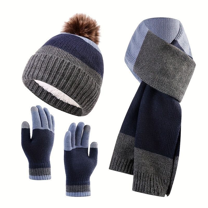 Unisex Knit Hat Scarf Gloves Set Winter Accessories Australia 3-Piece Warm Set - Yellow - Size L — image 4