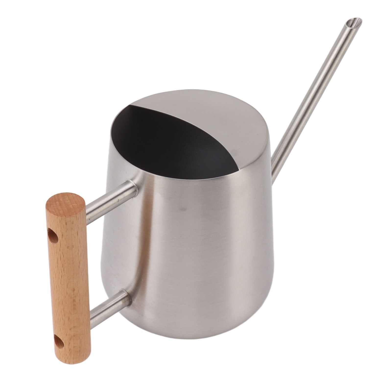 Watering Can 900ml Stainless Steel Long Spout Wooden Handle Elegant Flower Watering Pot for Garden Family Outdoor Silver Color — image 3