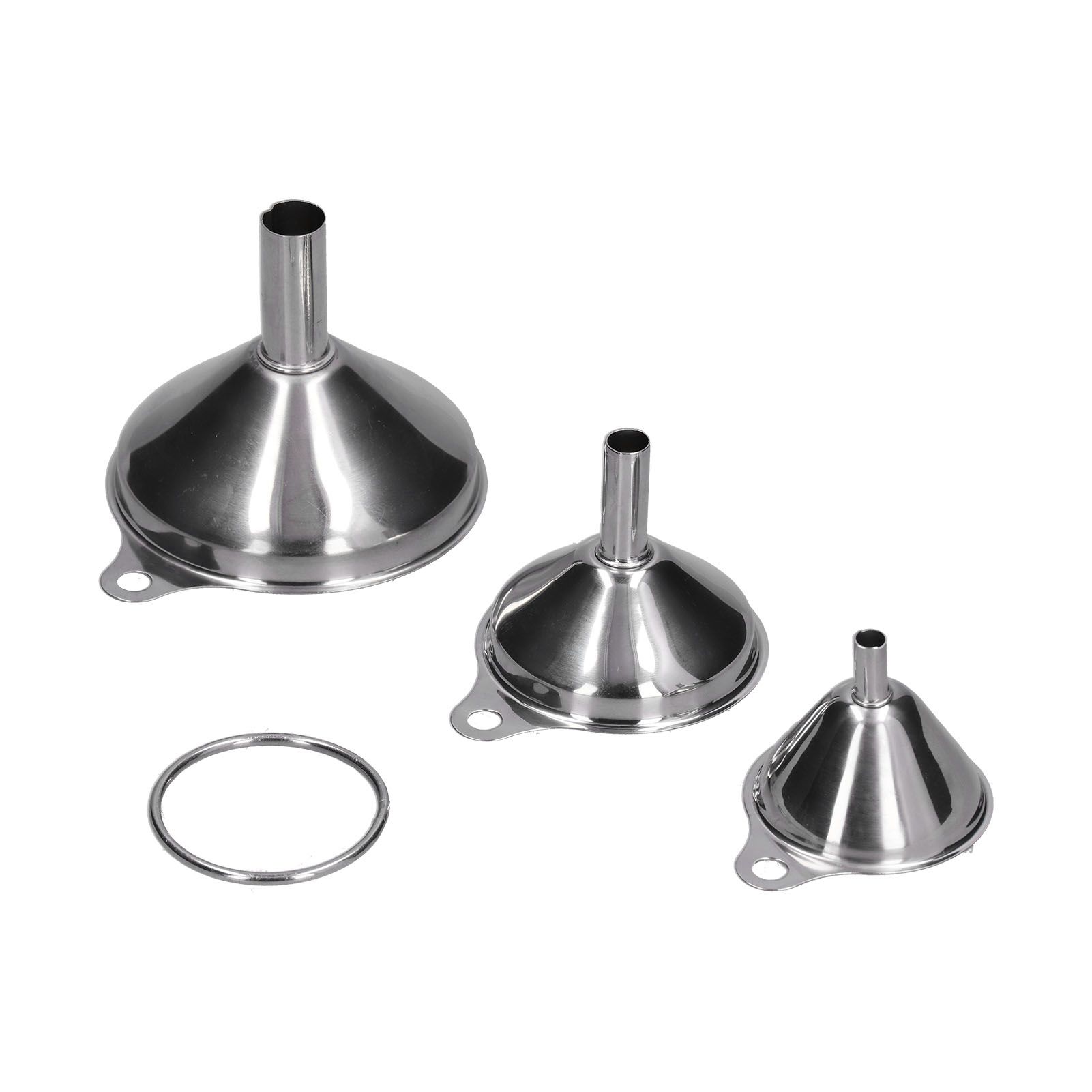 3Pcs Stainless Steel Funnel Filling Bottles Funnel Oil Leaking Separatory Funnel Integrated Liquid Dispenser with Circle โ image 2