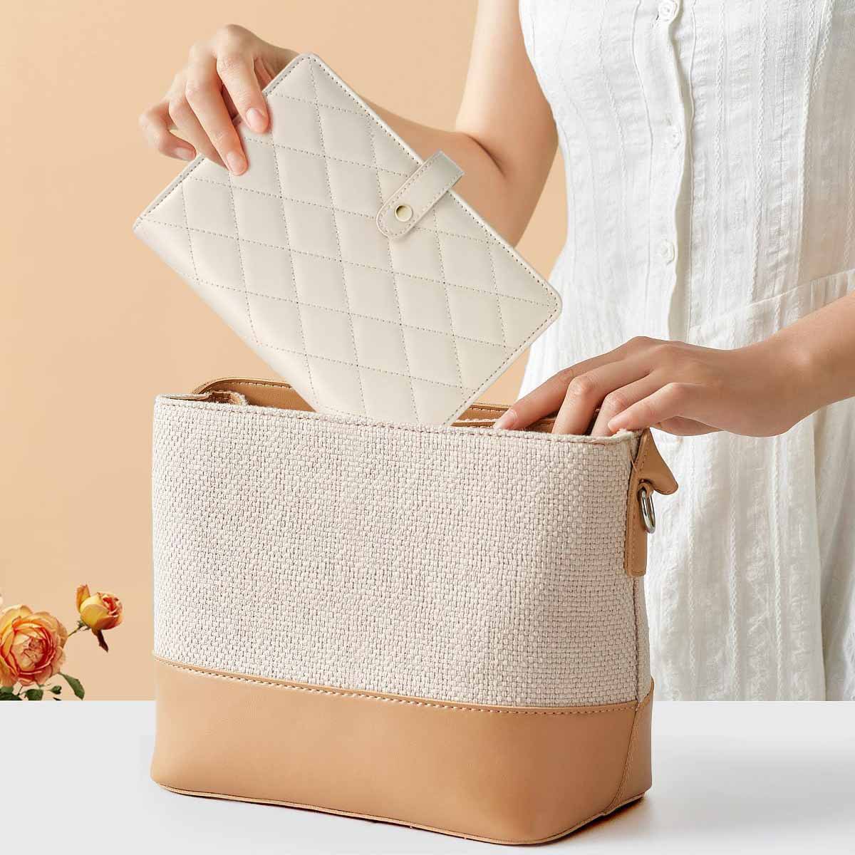 Pink Elegant Quilted Travel Jewelry Organizer Binder - Portable Loose-Leaf Storage Book with Clear Zipper Pockets for Earrings, Necklaces, Rings — image 6