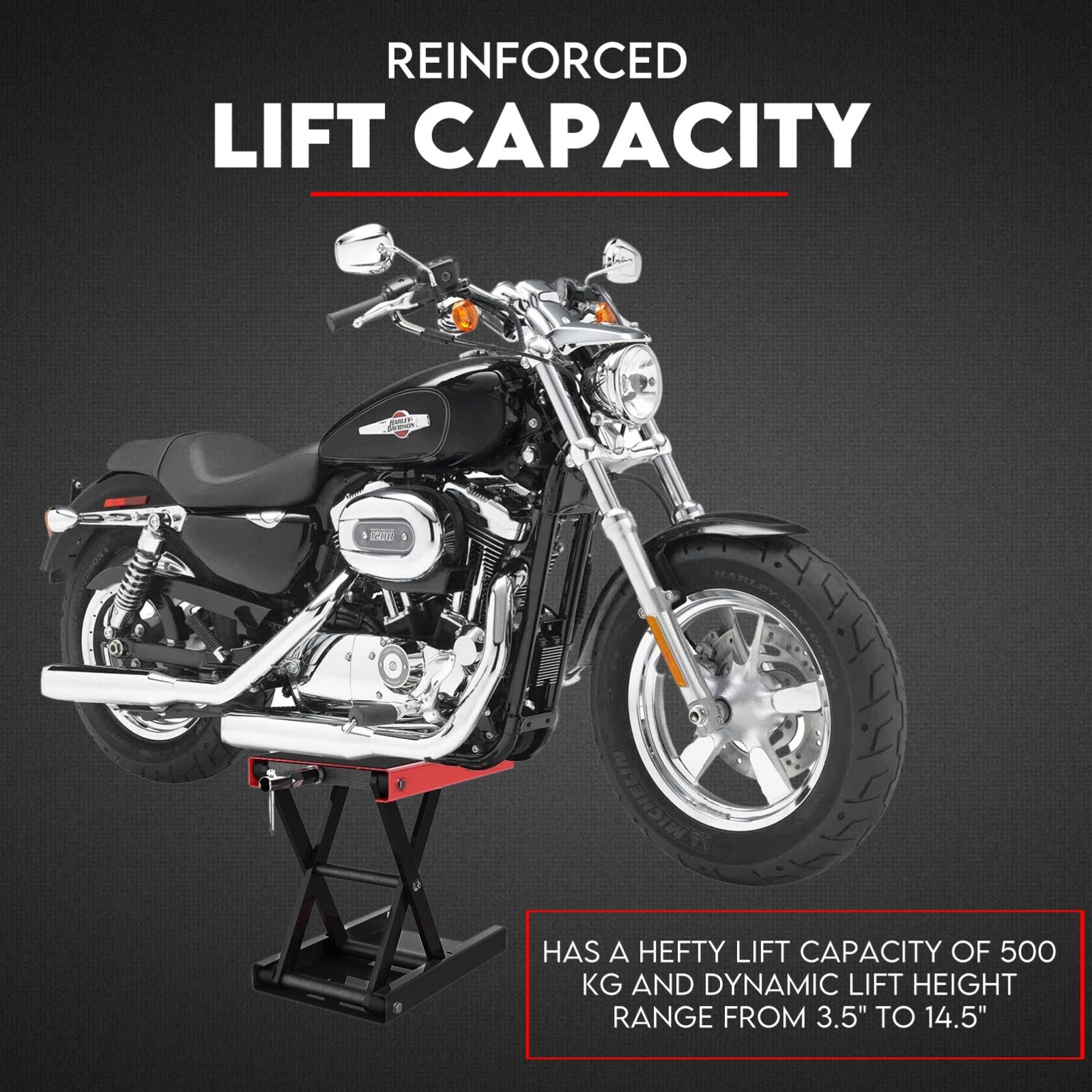 500kg Motorcycle Lift Scissor Jack Work Stand Motorbike Heavy Duty Bike — image 2